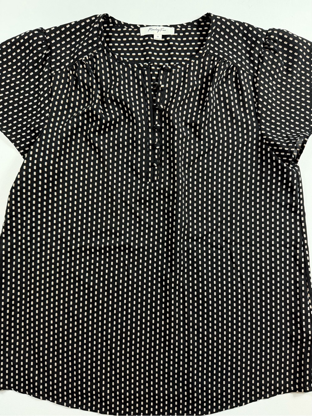 Monday Fun Black White Mauve Geometric Blouse Medium Workwear Stitch Fix